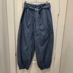 Anthropologie Blue Tie-Waist Tapered Jogger Pants